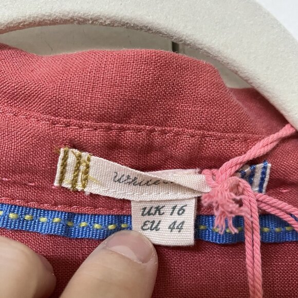 NWT White Stuff Reno Linen Midi Shirt Dress Womens 12 Pink Coastal Beach Boho - Picture 5 of 13